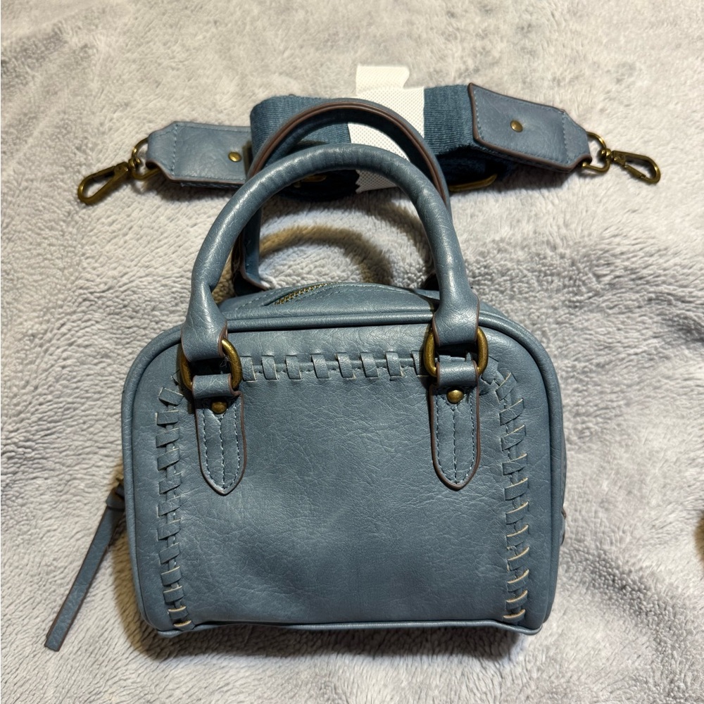 Mini Bowler Bag with Top Handles and Crossbody Strap